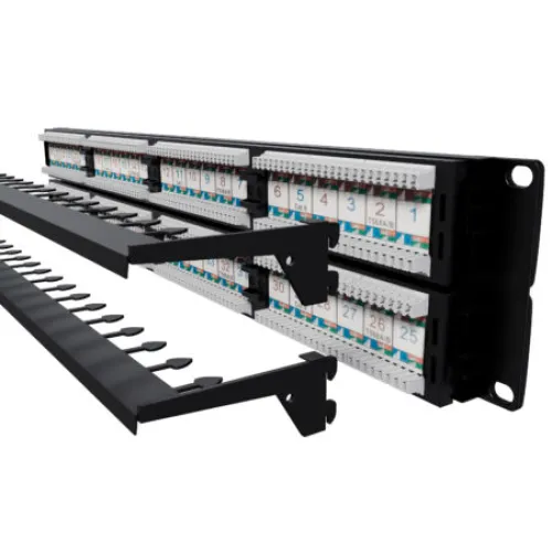 Patch Panel 48 ports with cable managers PP48Cat6/CM 2U Cat6 RJ45 UTP photo