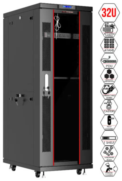 32U 24″ Depth IT & Telecom Cabinet SRF 32.6.6 photo