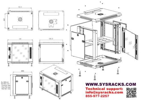 18U 18″ Depth Wall Mount 19″ GREY Enclosure photo